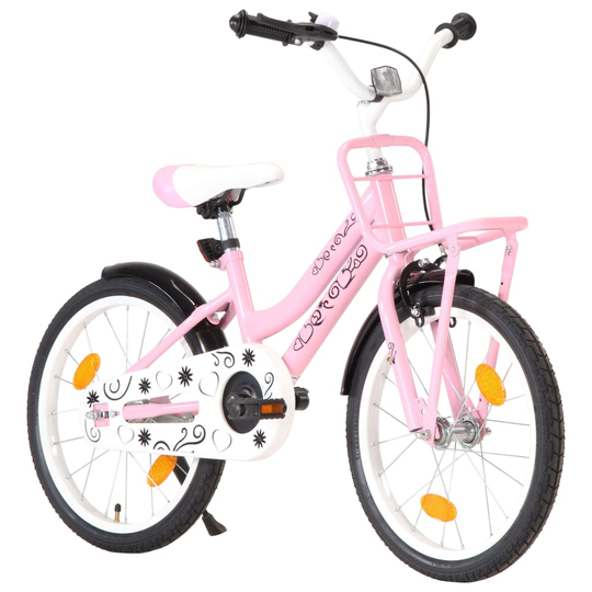 vidaXL Lasten pyörä etutarakalla 18" pinkki ja musta