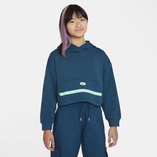 Nike Sportswear Icon Clash Older Kids' (Girls') Hoodie - 50% Sustainable Blends - Blue