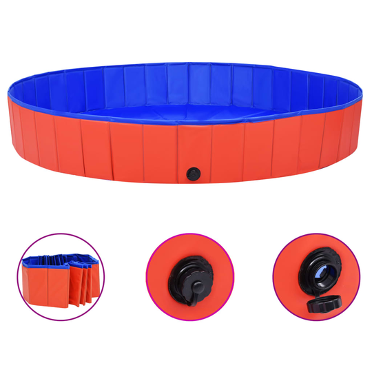 vidaXL Kokoontaitettava koiran uima-allas punainen 200x30 cm PVC