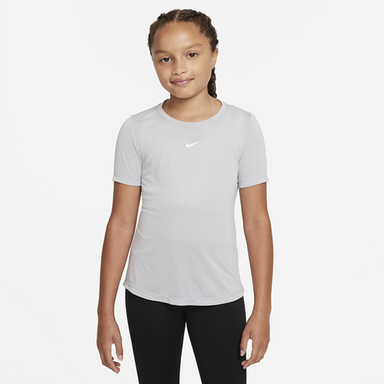 Nike Dri-FIT One Older Kids' (Girls') Short-Sleeve Top - Grey