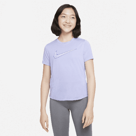 Nike Dri-FIT One Older Kids' (Girls') Short-Sleeve Training Top - 50% Recycled Polyester - Purple