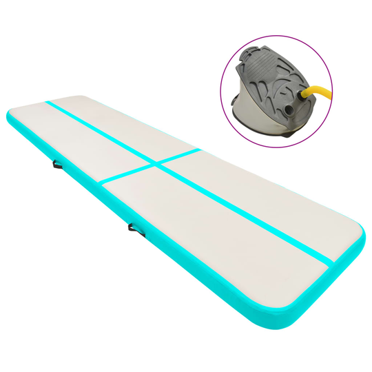 vidaXL Täytettävä voimistelumatto pumpulla 600x100x20 cm PVC vihreä