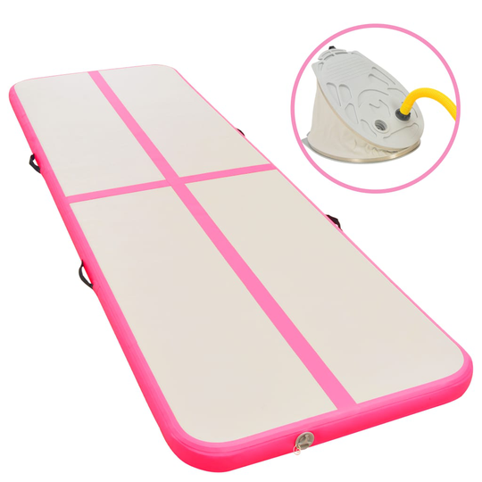 vidaXL Täytettävä voimistelumatto pumpulla 700x100x10 cm PVC pinkki