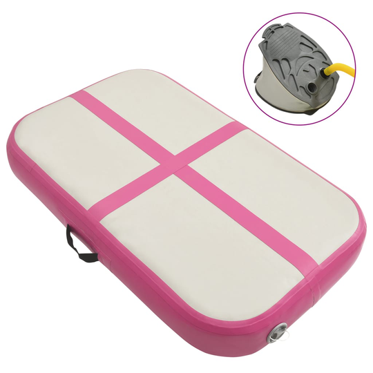 vidaXL Täytettävä voimistelumatto pumpulla 60x100x10 cm PVC pinkki
