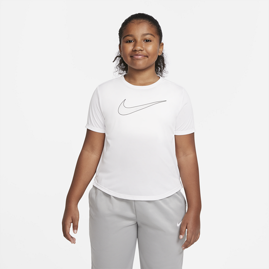 Nike Dri-FIT One Older Kids' (Girls') Short-Sleeve Training Top (Extended Size) - White
