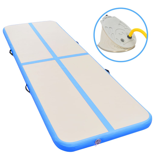 vidaXL Täytettävä voimistelumatto pumpulla 400x100x10 cm PVC sininen