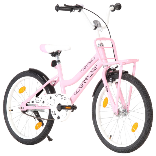 vidaXL Lasten pyörä etutarakalla 20" pinkki ja musta