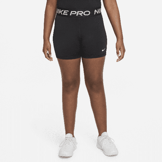 Nike Pro Dri-FIT Older Kids' (Girls') Shorts (Extended Size) - 50% Recycled Polyester - Black