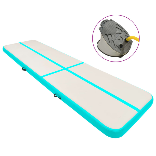 vidaXL Täytettävä voimistelumatto pumpulla 800x100x20 cm PVC vihreä