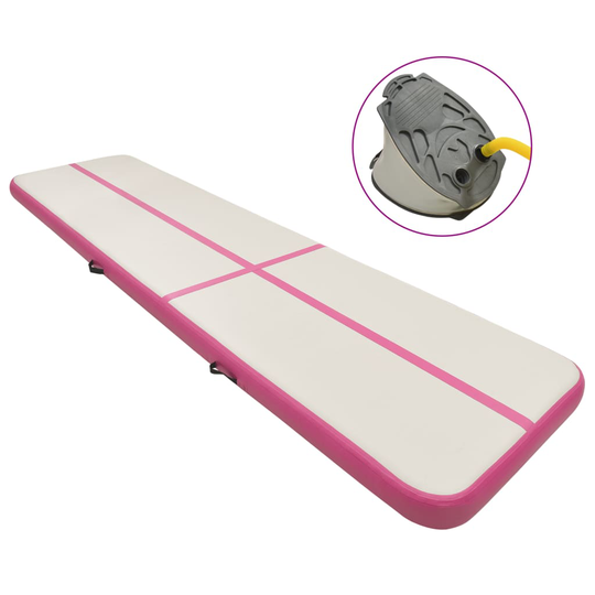 vidaXL Täytettävä voimistelumatto pumpulla 700x100x20 cm PVC pinkki