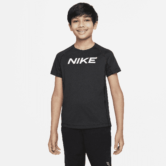 Nike Pro Dri-FIT Older Kids' (Boys') Short-Sleeve Top - 50% Recycled Polyester - Black