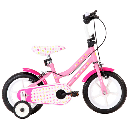 vidaXL Lasten pyörä 12" valkoinen ja pinkki