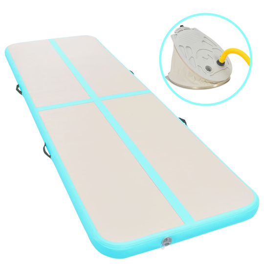 vidaXL Täytettävä voimistelumatto pumpulla 400x100x10 cm PVC vihreä