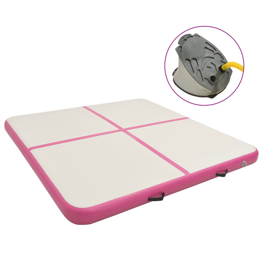 vidaXL Täytettävä voimistelumatto pumpulla 200x200x10 cm PVC pinkki