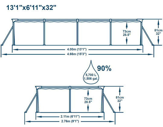 Steel Pro uima-allas 5.700L 400x211x81 cm Bestway uima-allas 56424
