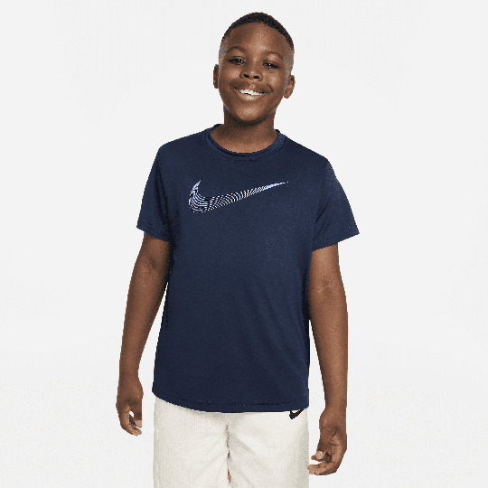 Nike Dri-FIT Older Kids' (Boys') Short-Sleeve Training Top (Extended Size) - Blue