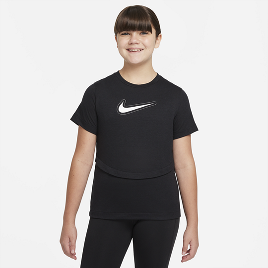 Nike Dri-FIT Trophy Older Kids' (Girls') Short-Sleeve Training Top (Extended Size) - Black