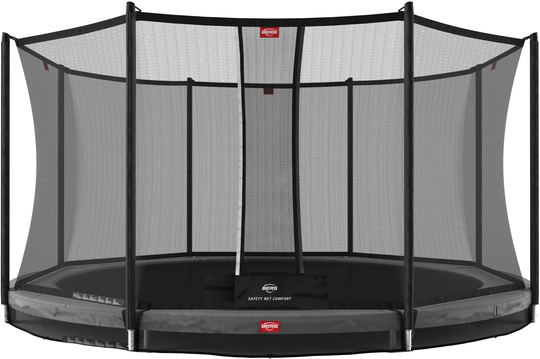 BERG Favorit InGround Trampoliini 380 ja Comfort Turvaverkko, Harmaa