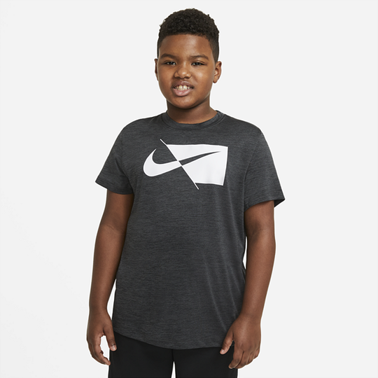 Nike Older Kids' (Boys') Short-Sleeve Training Top (Extended Size) - Black