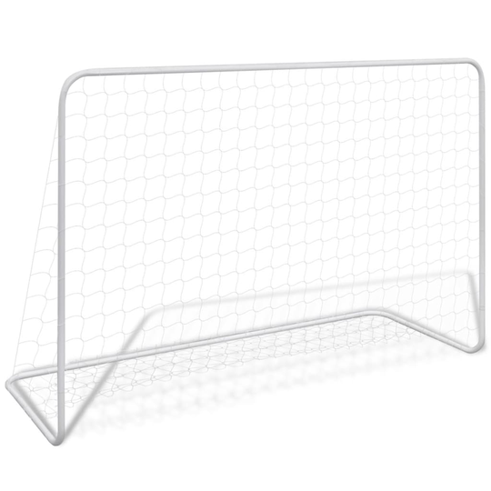 vidaXL Jalkapallomaali verkolla teräs 182x61x122 cm valkoinen