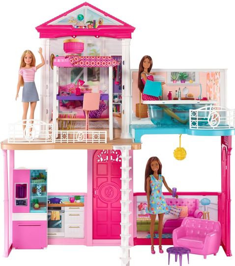 Barbie Talo ja 3 Nukkea
