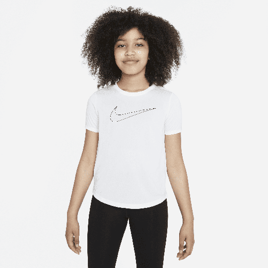 Nike Dri-FIT One Older Kids' (Girls') Short-Sleeve Training Top - 50% Recycled Polyester - White