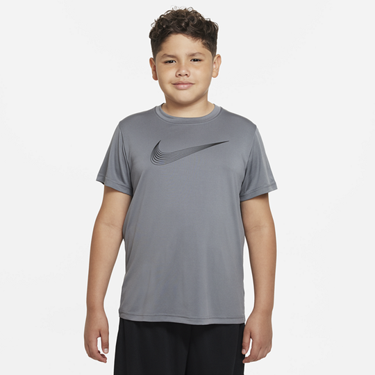 Nike Dri-FIT Older Kids' (Boys') Short-Sleeve Training Top (Extended Size) - Grey