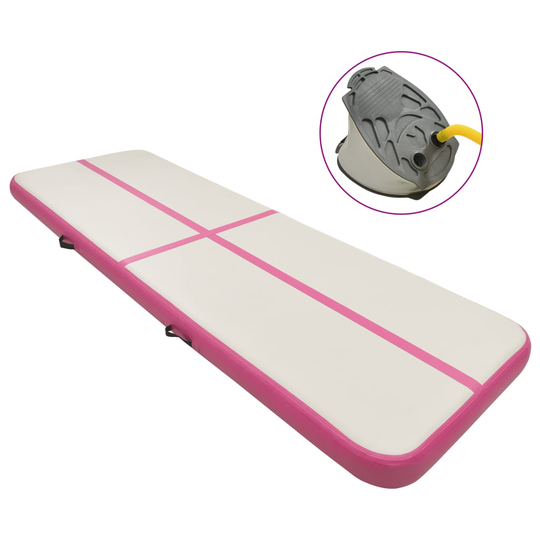 vidaXL Täytettävä voimistelumatto pumpulla 300x100x15 cm PVC pinkki