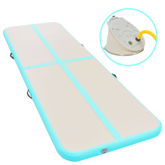 vidaXL Täytettävä voimistelumatto pumpulla 500x100x10 cm PVC vihreä