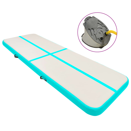 vidaXL Täytettävä voimistelumatto pumpulla 300x100x20 cm PVC vihreä